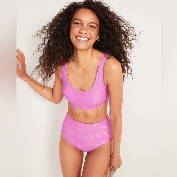 NWT! Deep Fuschia High-Waisted Bikini Swim - Size Medium 💎 - Picture 3 of 4